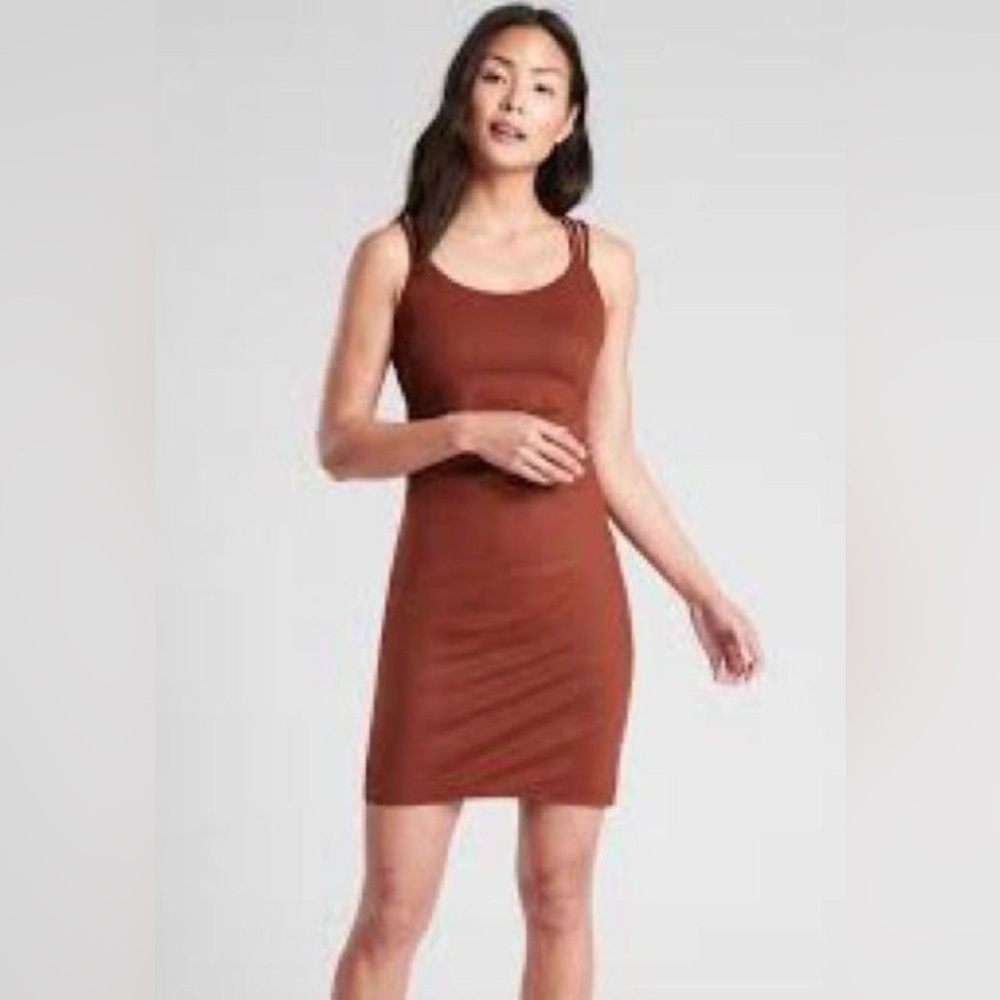 Athleta Hyper Focused Dress Size Small Criss Cross Back Burnt Orange Rust - Picture 3 of 6